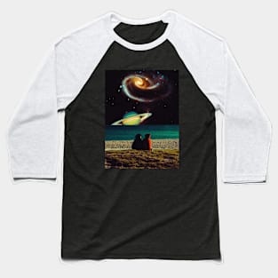 Gazing At The Universe - Space Collage, Retro Futurism, Sci-Fi Baseball T-Shirt